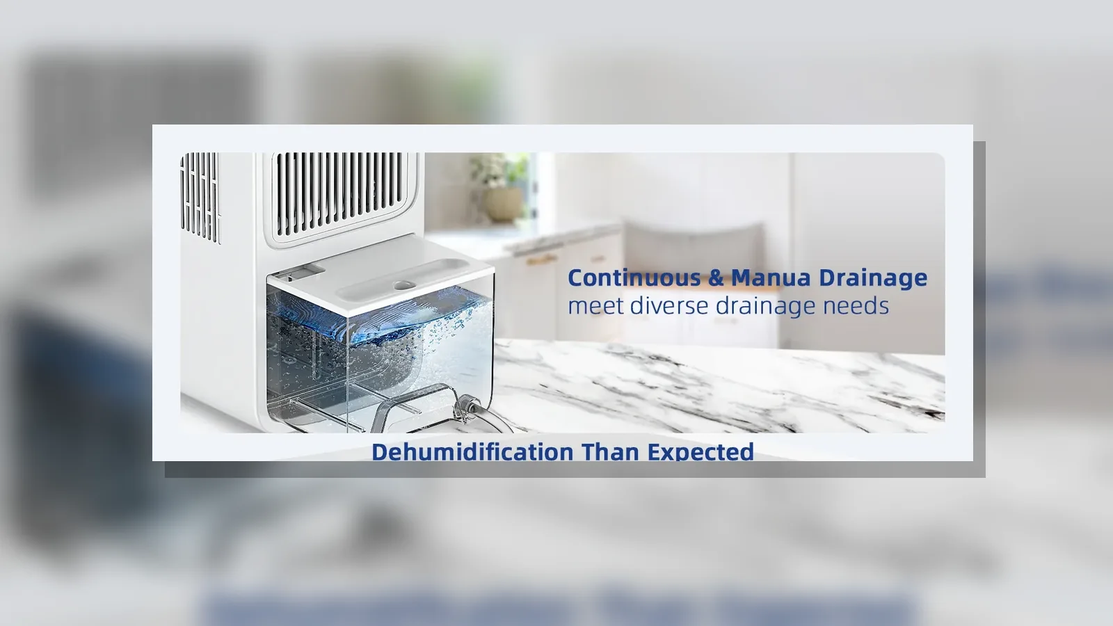 Visual contrast between a compact dehumidifier and a larger UK damp problem context